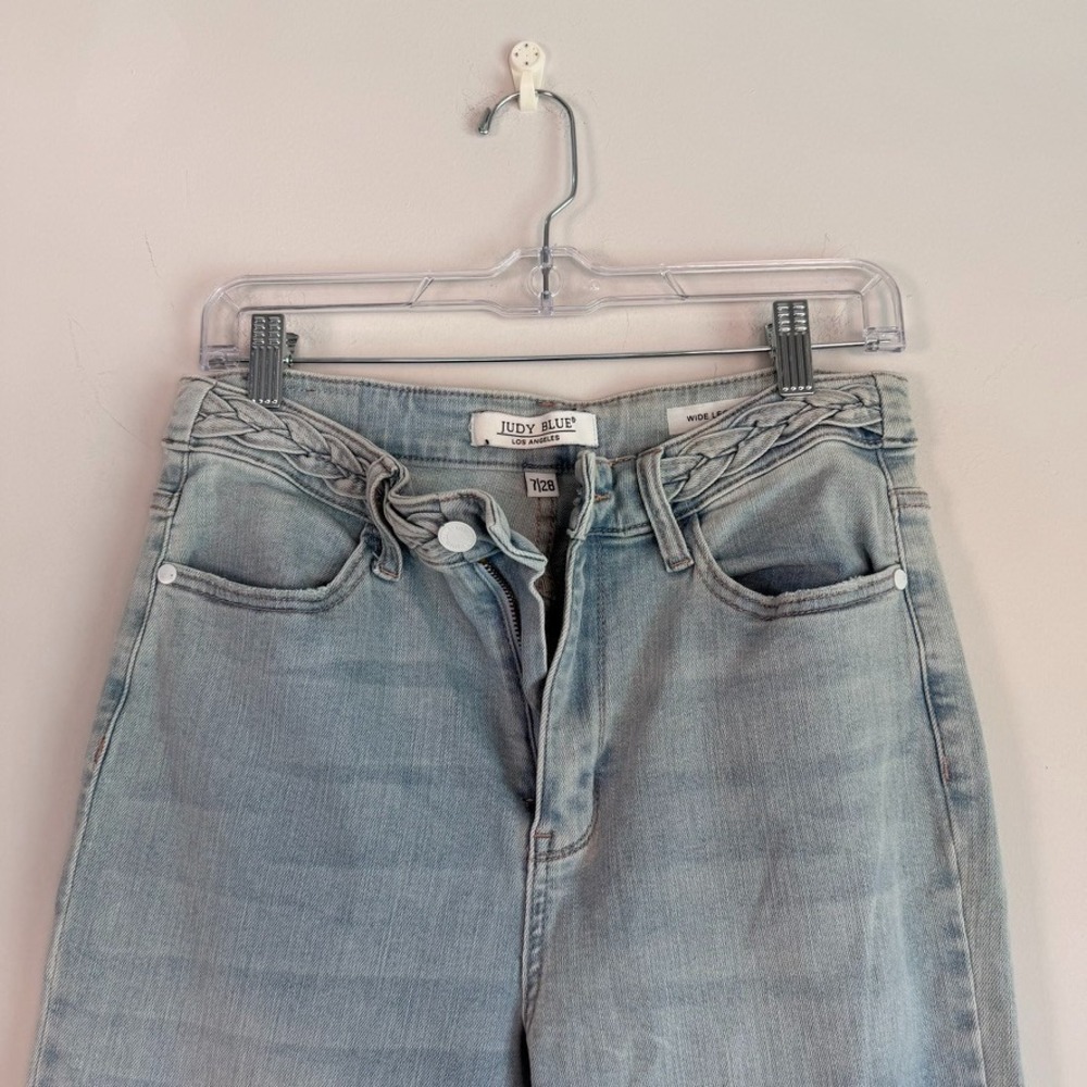 Judy Blue Wide Leg Jeans Size 28 Blue Boho Stretch High Rise - Picture 4 of 10